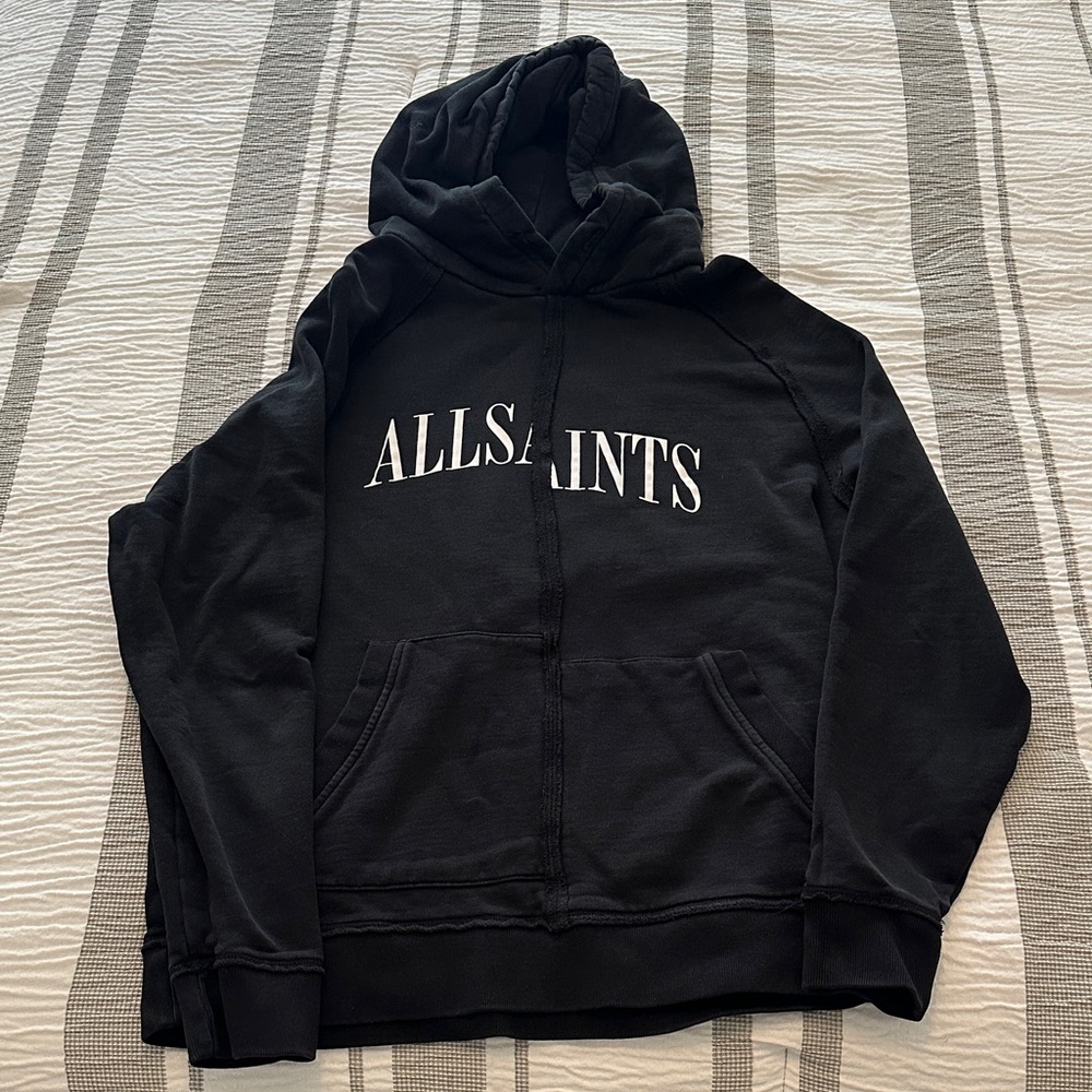 All Saints Mens Black Hoodie